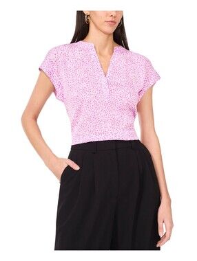 Vince Camuto Women's Split-Neck Cap-Sleeve Top - Violet Blush Size M